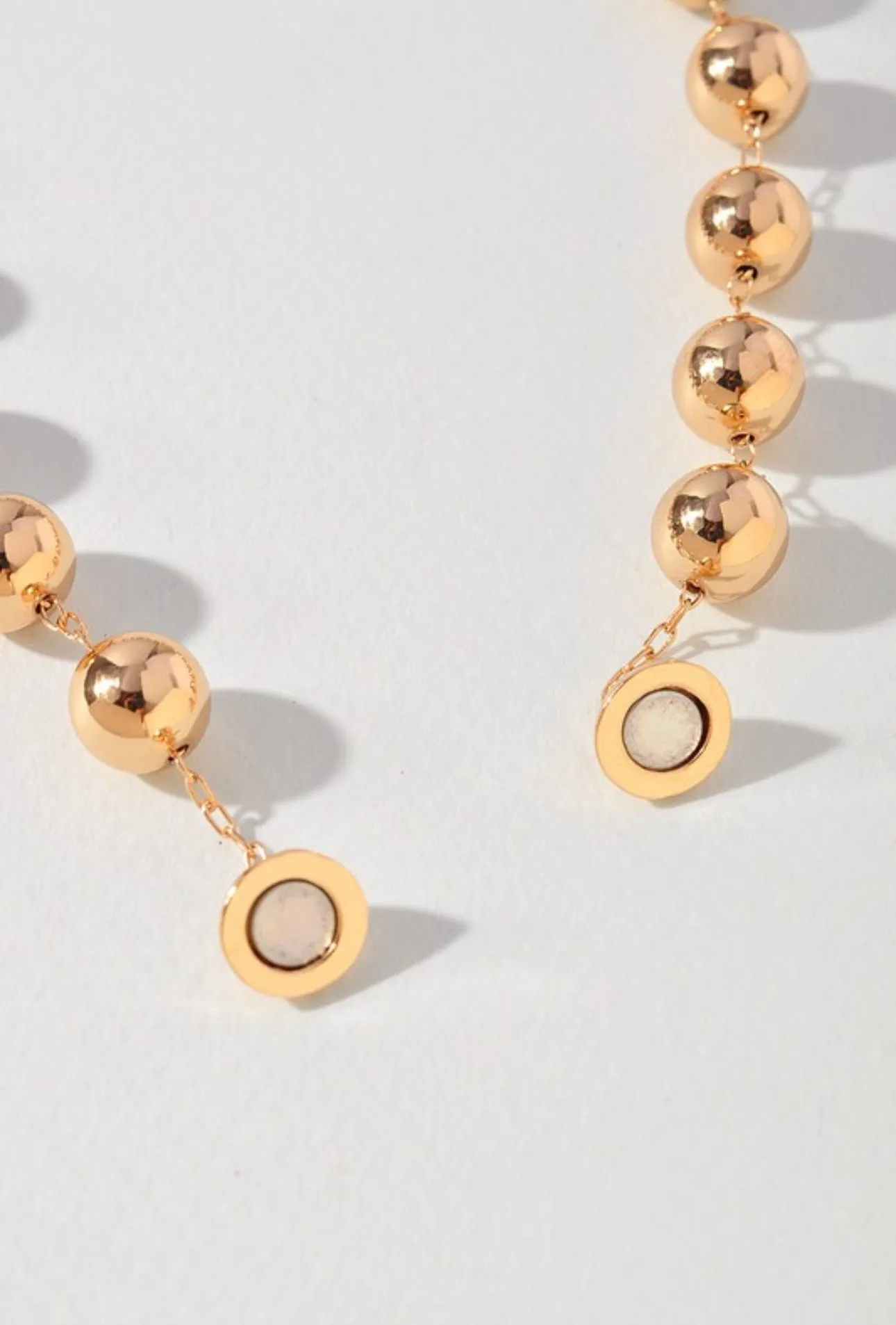 Gold Ball Bead Necklace With Magnetic Clasp