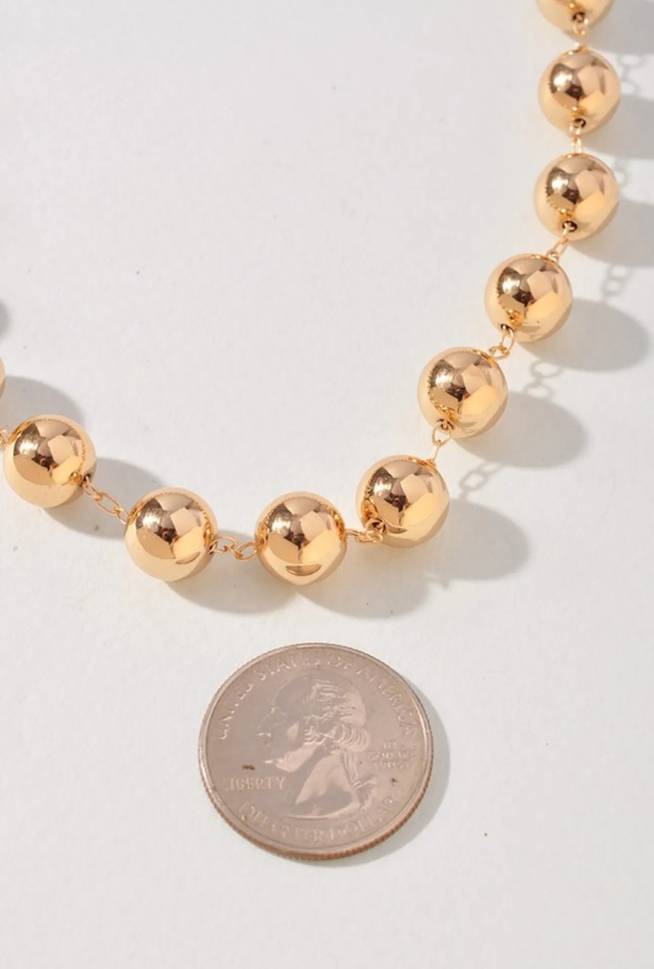 Gold Ball Bead Necklace With Magnetic Clasp