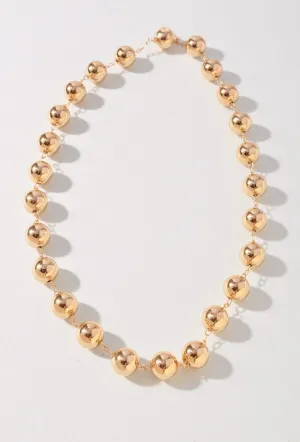 Gold Ball Bead Necklace With Magnetic Clasp