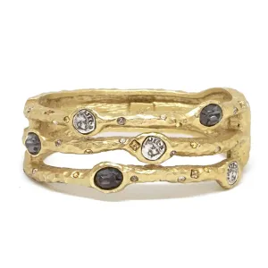 Gold Capri 3 Row Coin & Crystal Bangle
