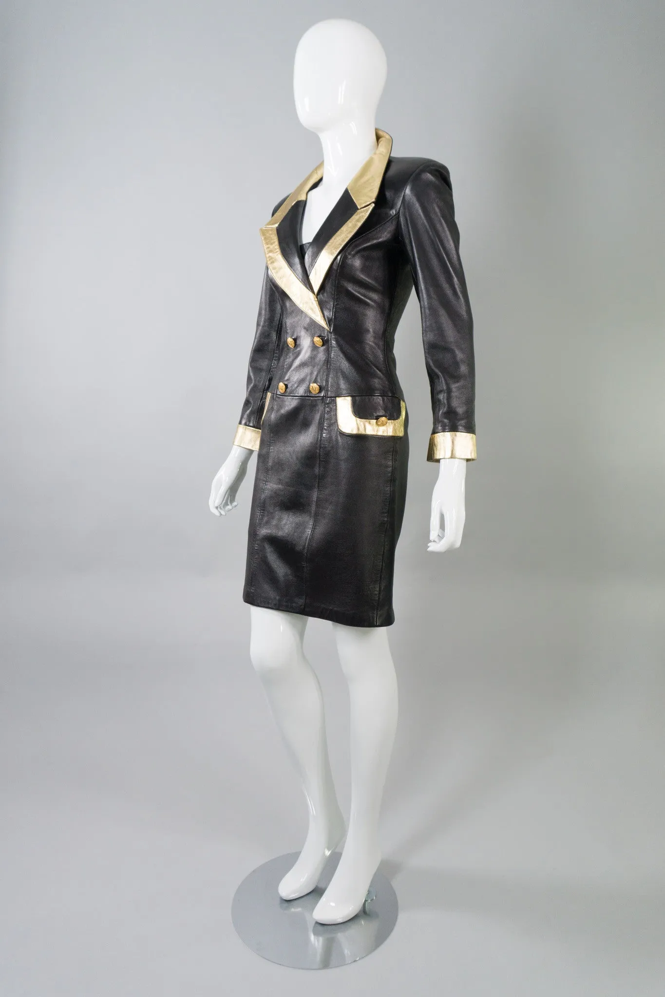 Gold Tipped Leather Dress