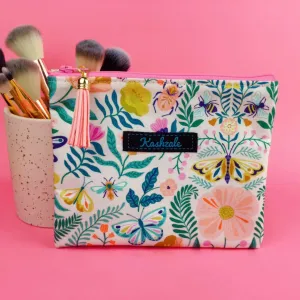 Green and Cream Small Clutch, Small makeup bag.