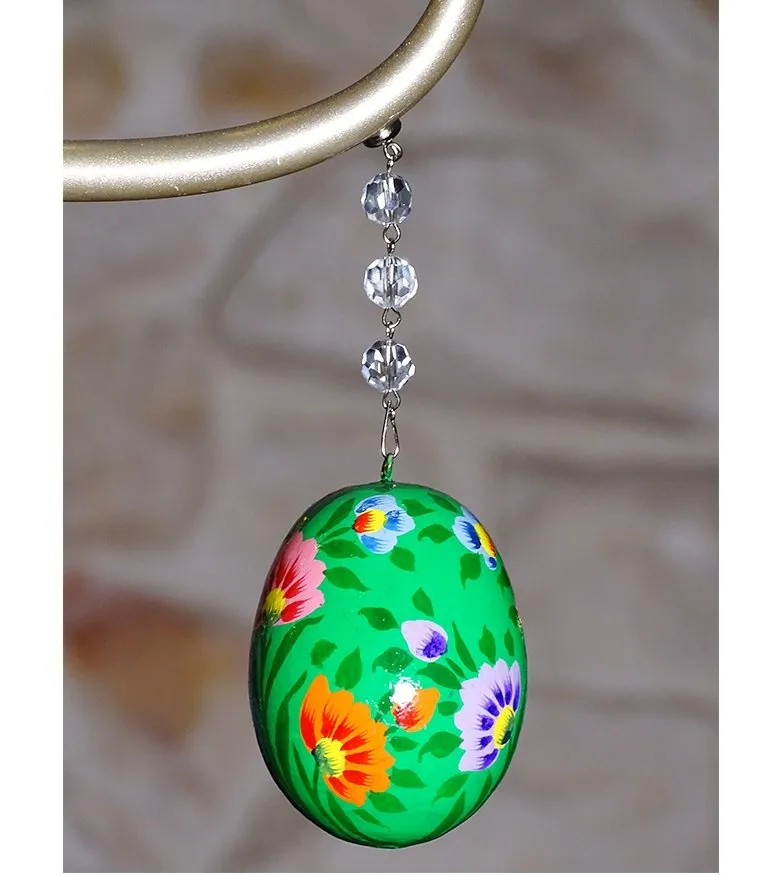 GREEN FLORAL EGG MAGNETIC ORNAMENT (Box of 3) - Magnetic Chandelier Ornament
