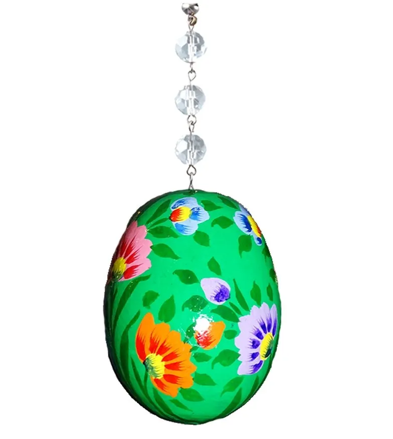GREEN FLORAL EGG MAGNETIC ORNAMENT (Box of 3) - Magnetic Chandelier Ornament