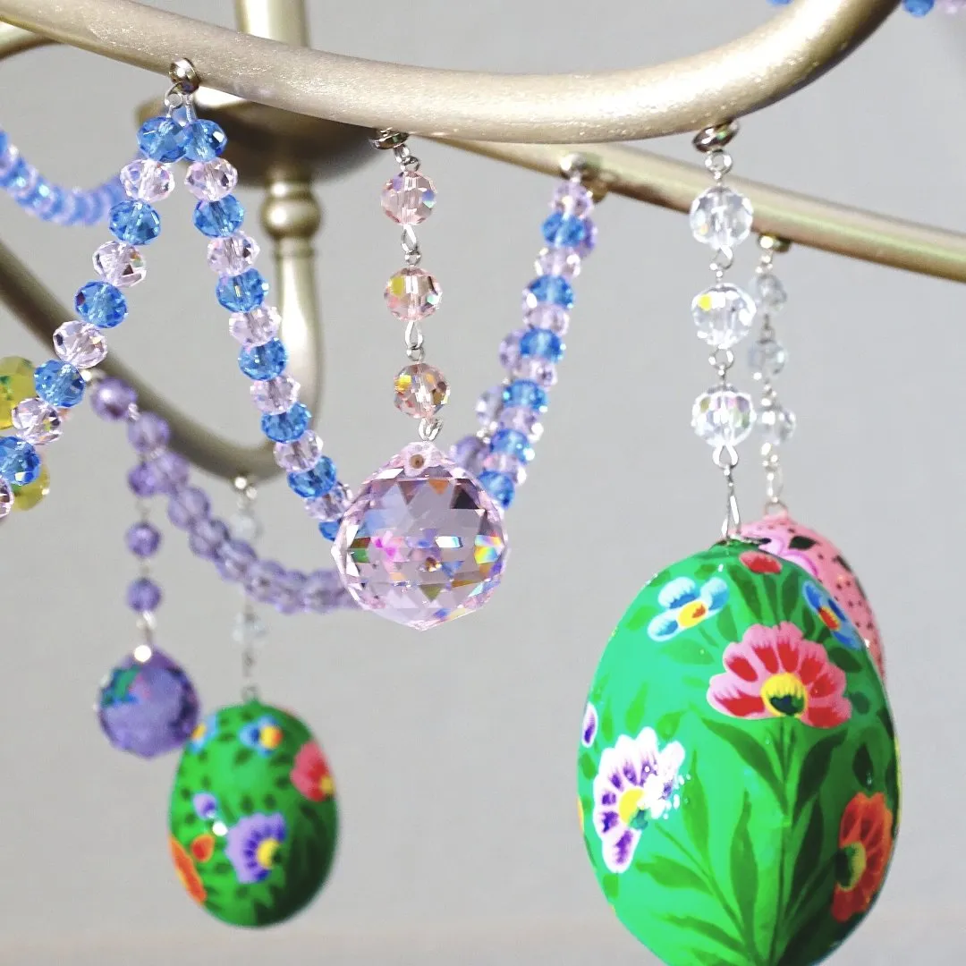 GREEN FLORAL EGG MAGNETIC ORNAMENT (Box of 3) - Magnetic Chandelier Ornament
