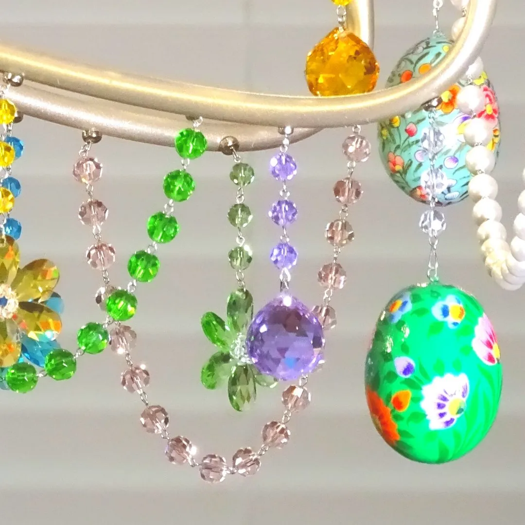 GREEN FLORAL EGG MAGNETIC ORNAMENT (Box of 3) - Magnetic Chandelier Ornament