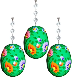 GREEN FLORAL EGG MAGNETIC ORNAMENT (Box of 3) - Magnetic Chandelier Ornament