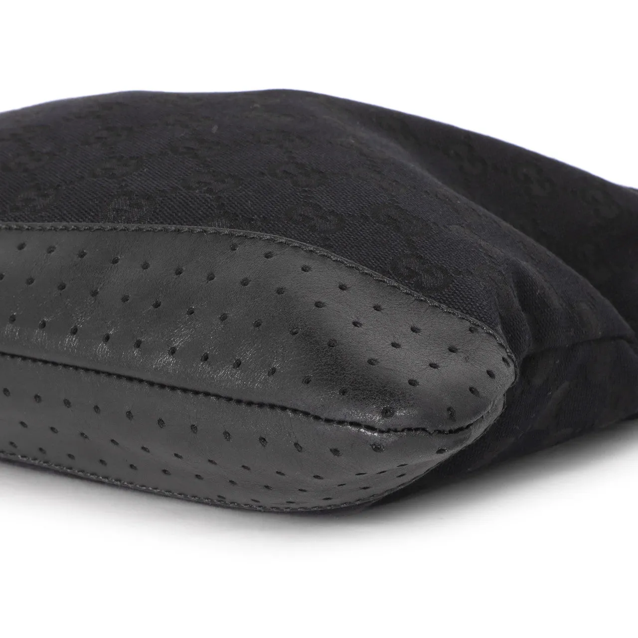 Gucci Black Monogram Perforated Flat Messenger