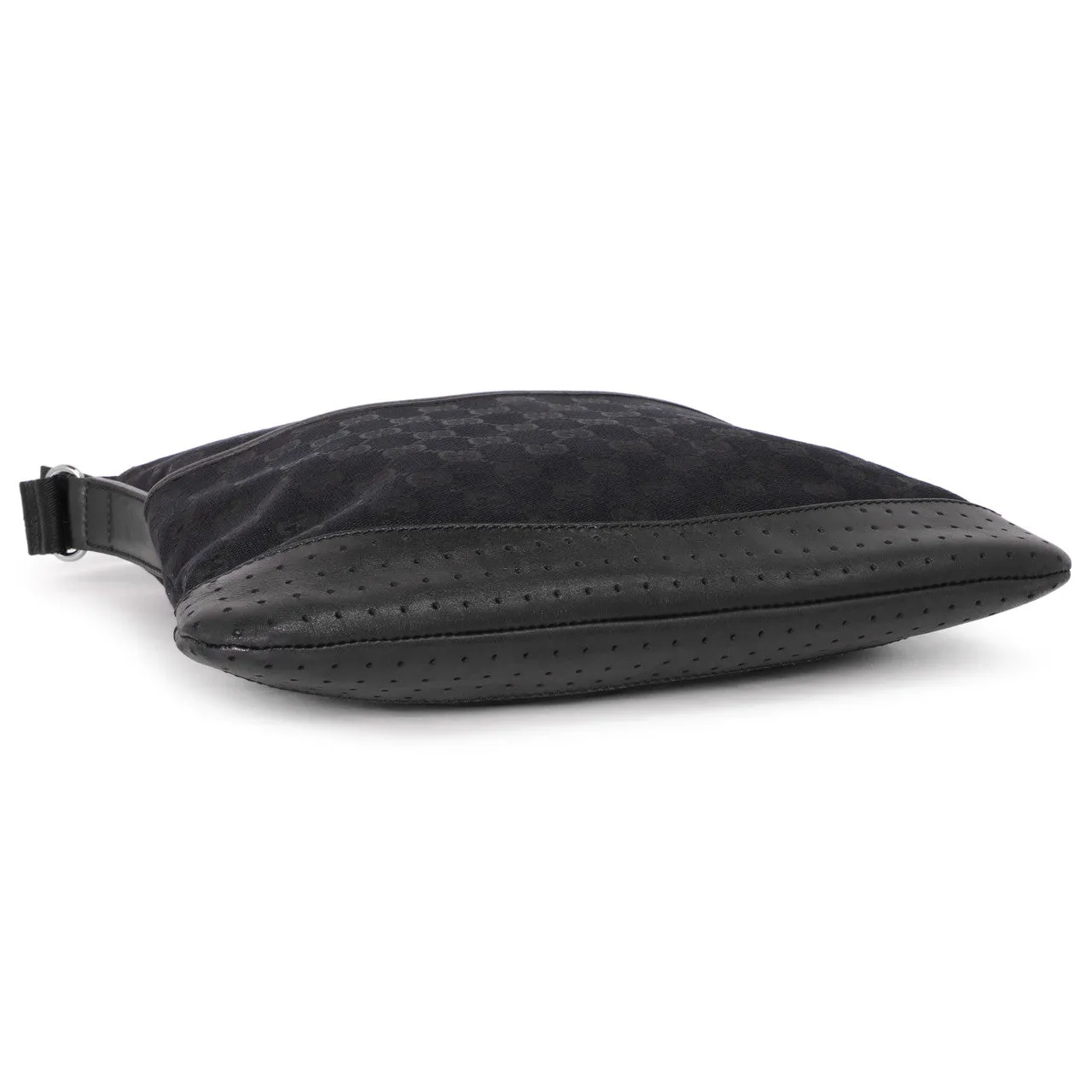 Gucci Black Monogram Perforated Flat Messenger