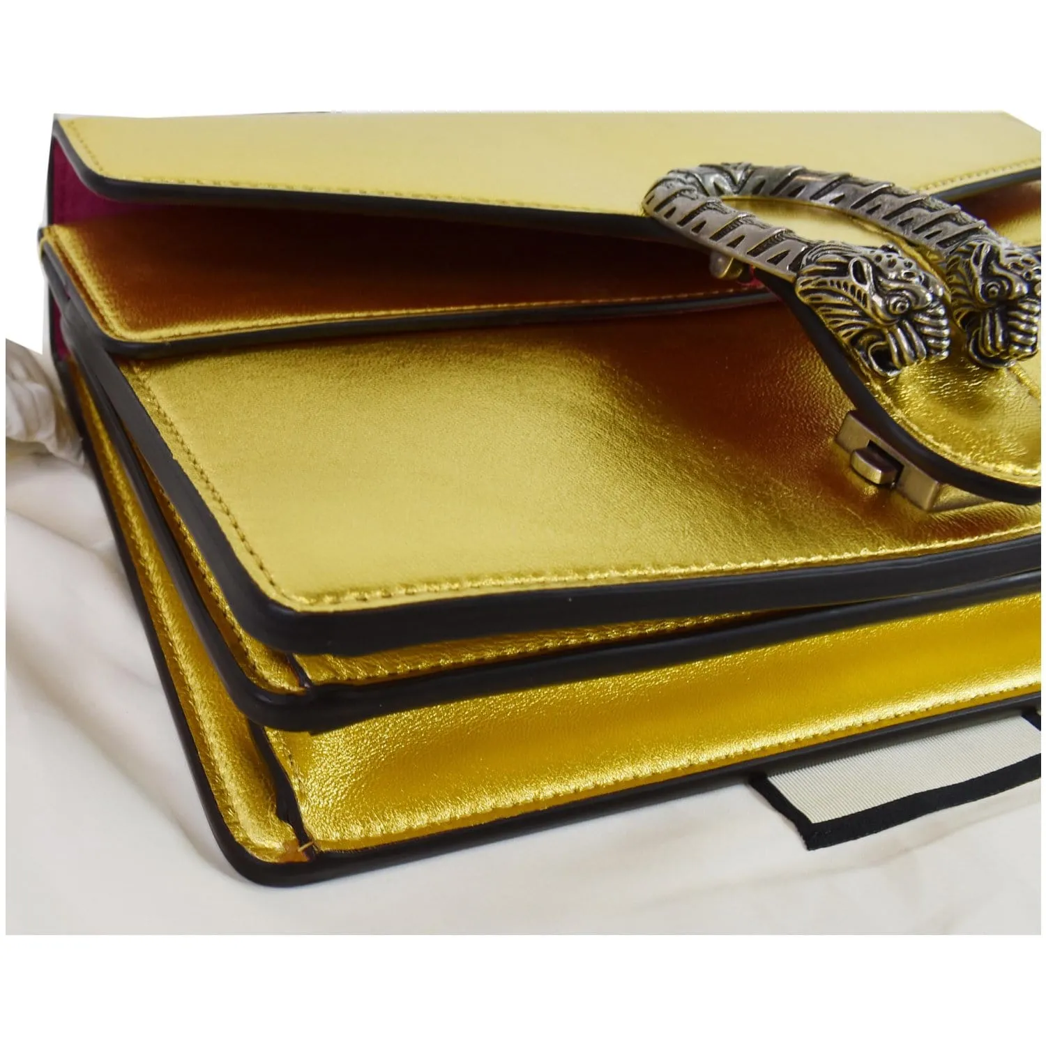 GUCCI Dionysus Small Satin Shoulder Bag Gold 400249
