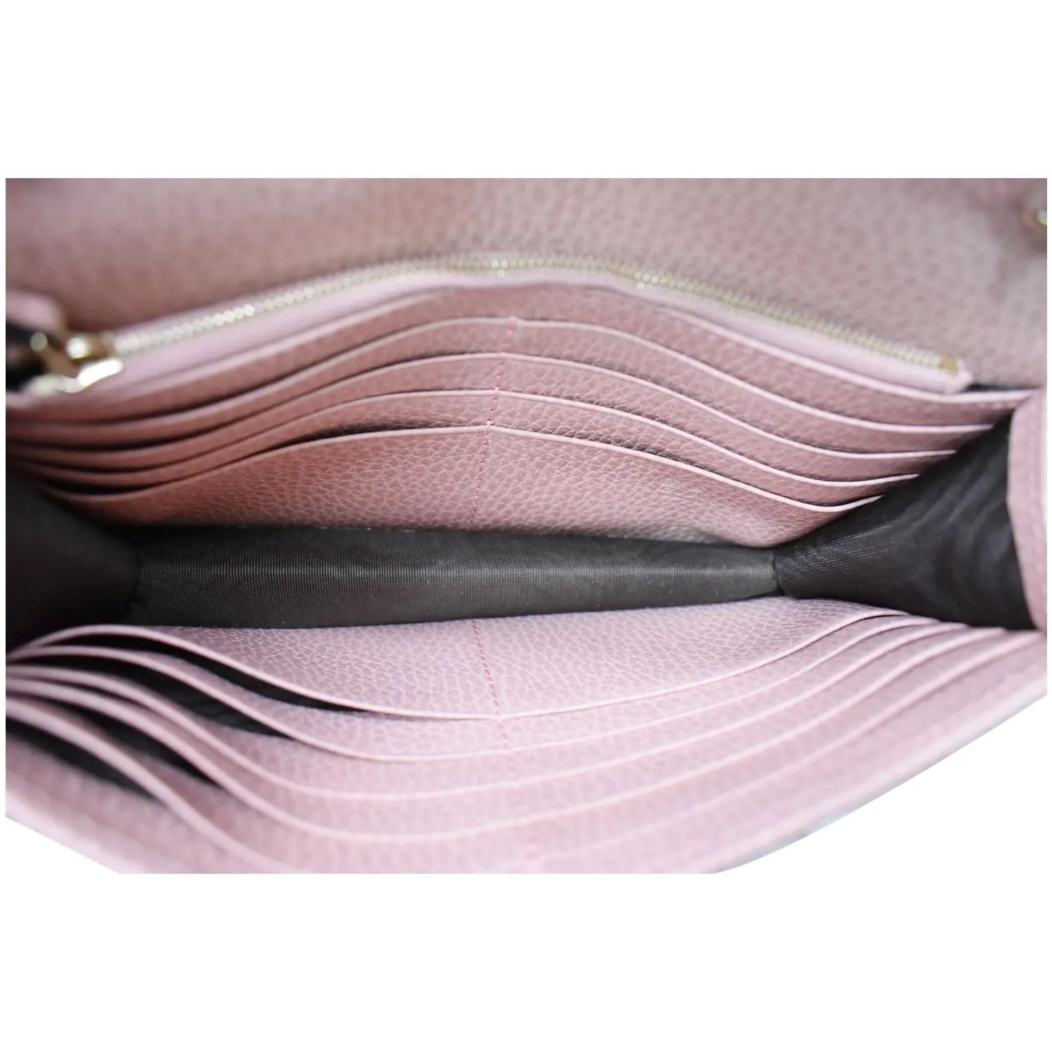 GUCCI Dollar Interlocking G Calfskin Leather Chain Wallet Crossbody Bag Soft Pink 510314