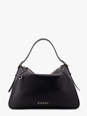 Gucci Gg Emblem Leather Shoulder Bag With Frontal Logo