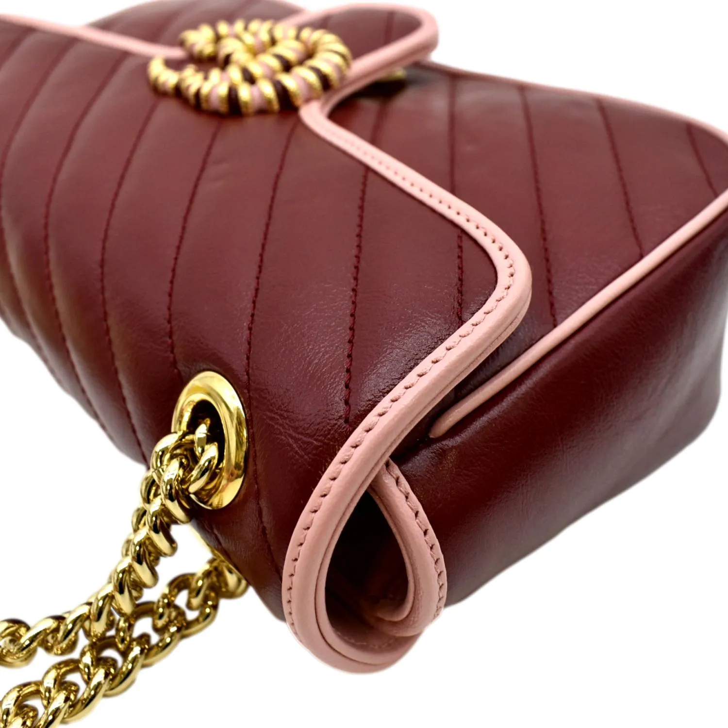 GUCCI GG Marmont Matelasse Leather Shoulder Bag Red 443497