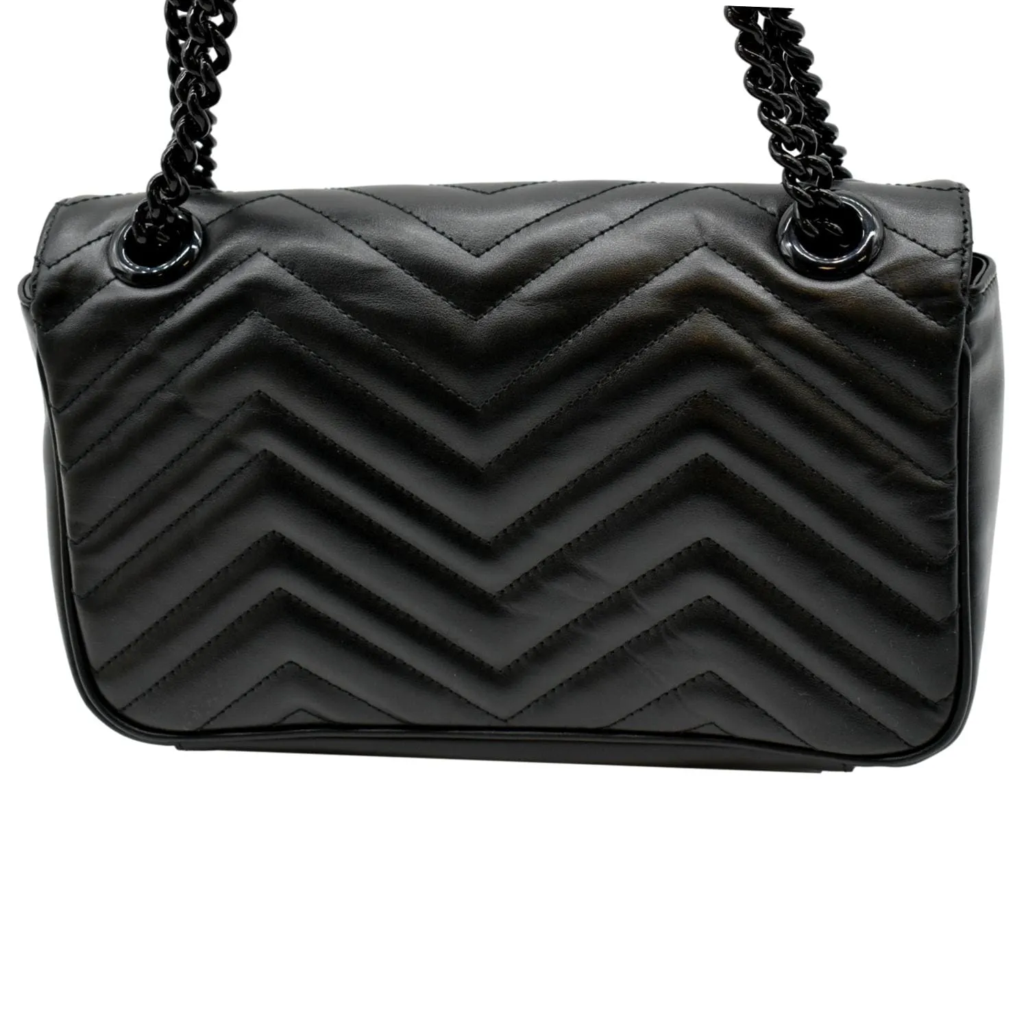 GUCCI GG Marmont Small Matelasse Chevron Leather Shoulder Bag Black 443497