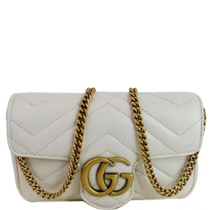 GUCCI GG Marmont Super Mini Matelasse Leather Shoulder Bag White 476433