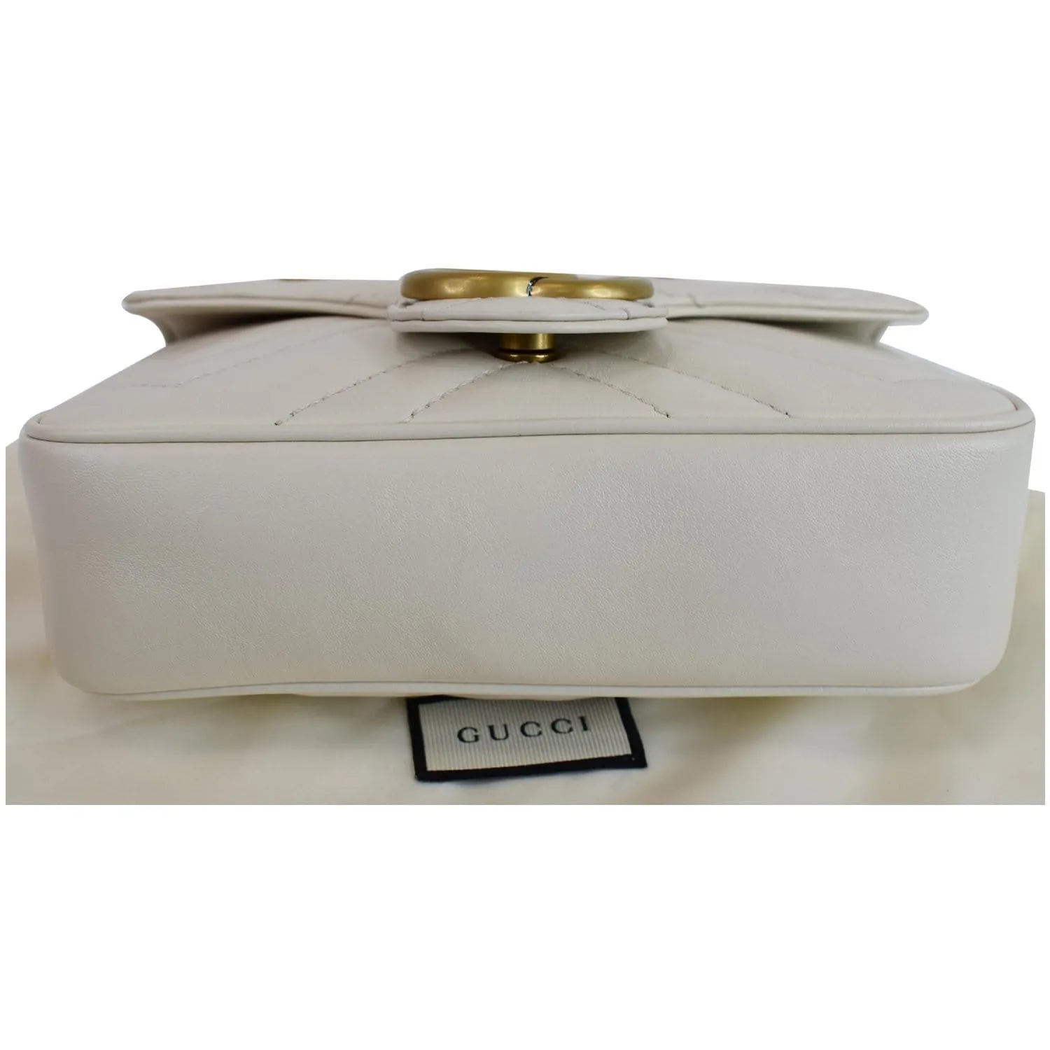 GUCCI GG Marmont Super Mini Matelasse Leather Shoulder Bag White 476433