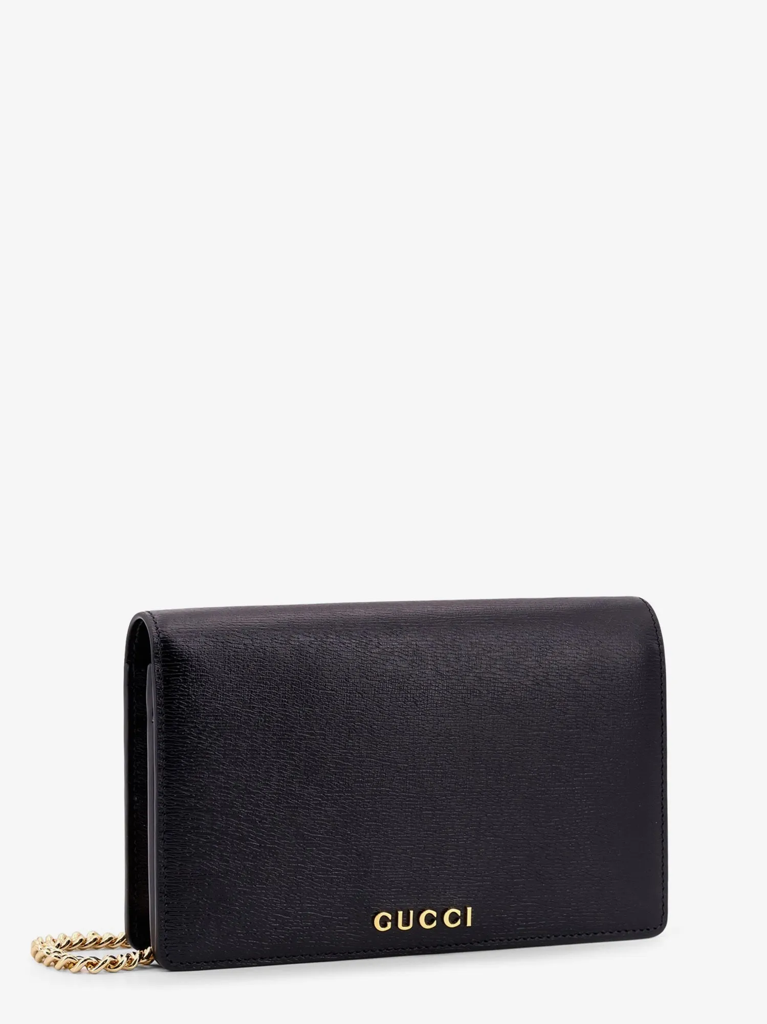 Gucci Leather Wallet With Removable Metal Shoulder Strap