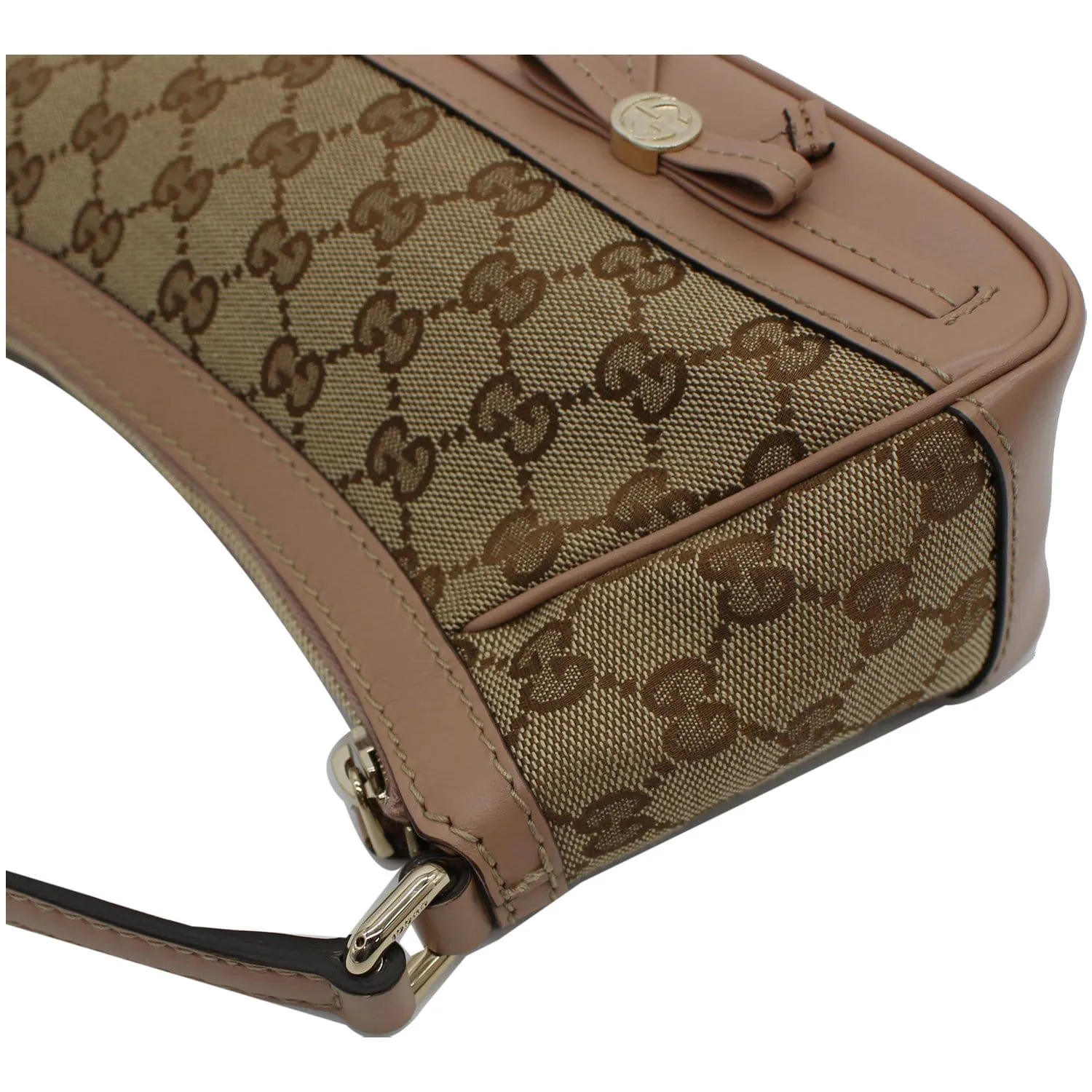 GUCCI Mayfair Small Bow GG Canvas Shoulder Bag Rose Beige 269893