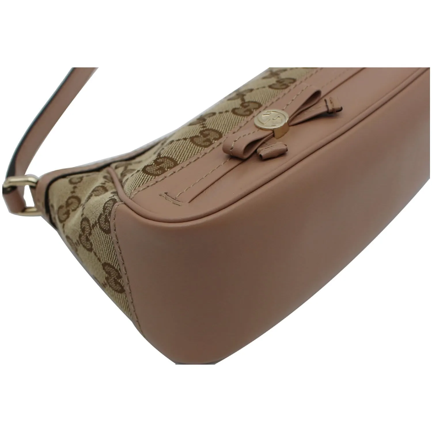 GUCCI Mayfair Small Bow GG Canvas Shoulder Bag Rose Beige 269893