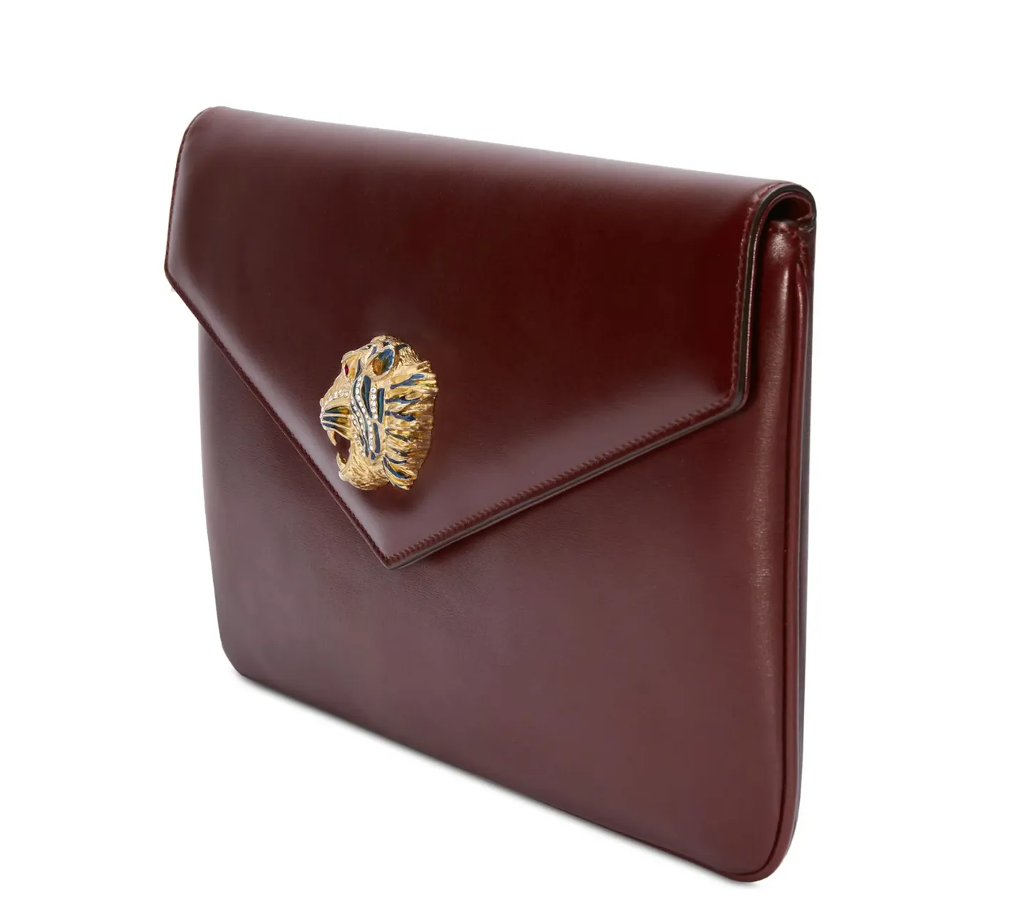 Gucci Rajah Leather Clutch in Burgundy