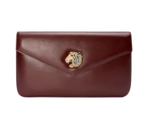 Gucci Rajah Leather Clutch in Burgundy