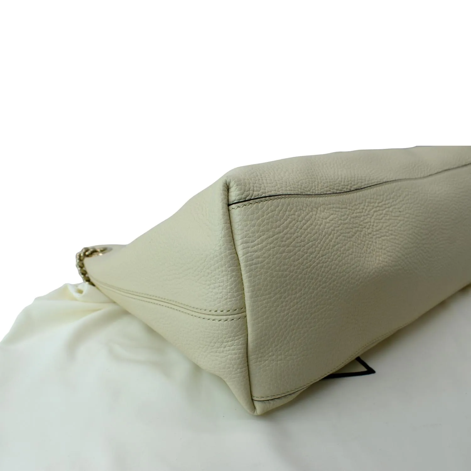 GUCCI Soho Medium Chain Leather Tote Shoulder Bag Ivory 536196