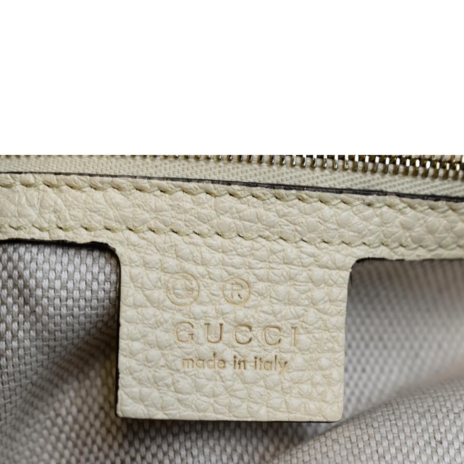 GUCCI Soho Medium Chain Leather Tote Shoulder Bag Ivory 536196