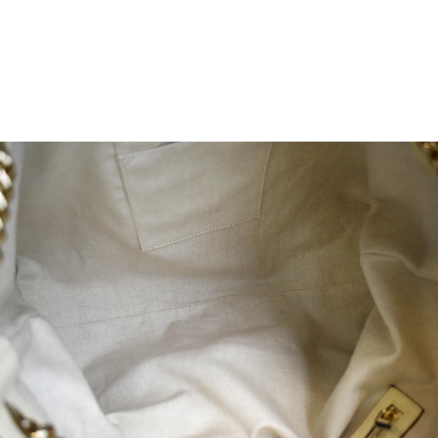 GUCCI Soho Medium Chain Leather Tote Shoulder Bag Ivory 536196