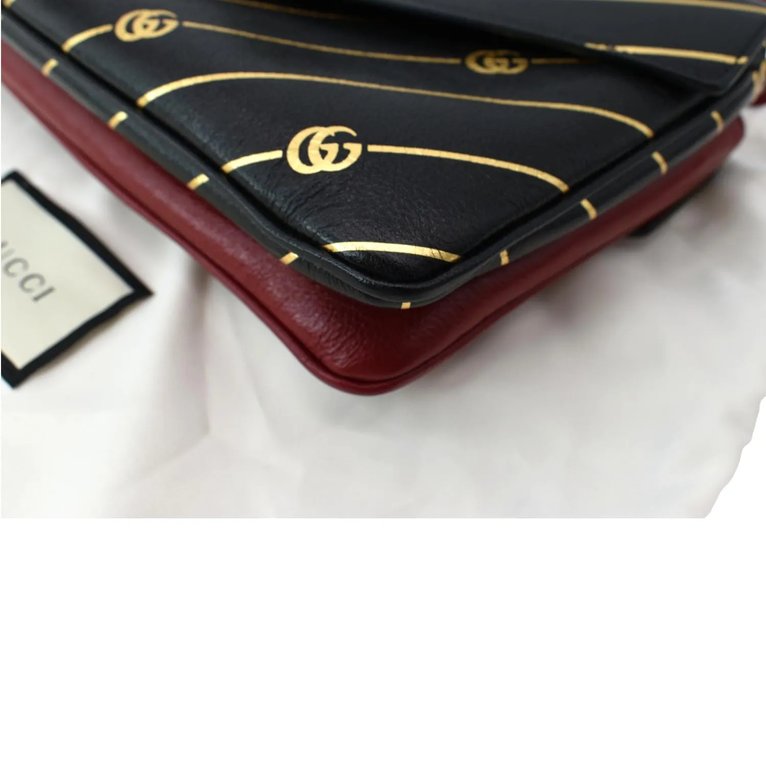 GUCCI Thiara Medium Double Smooth Leather Shoulder Bag Red/Black 524822