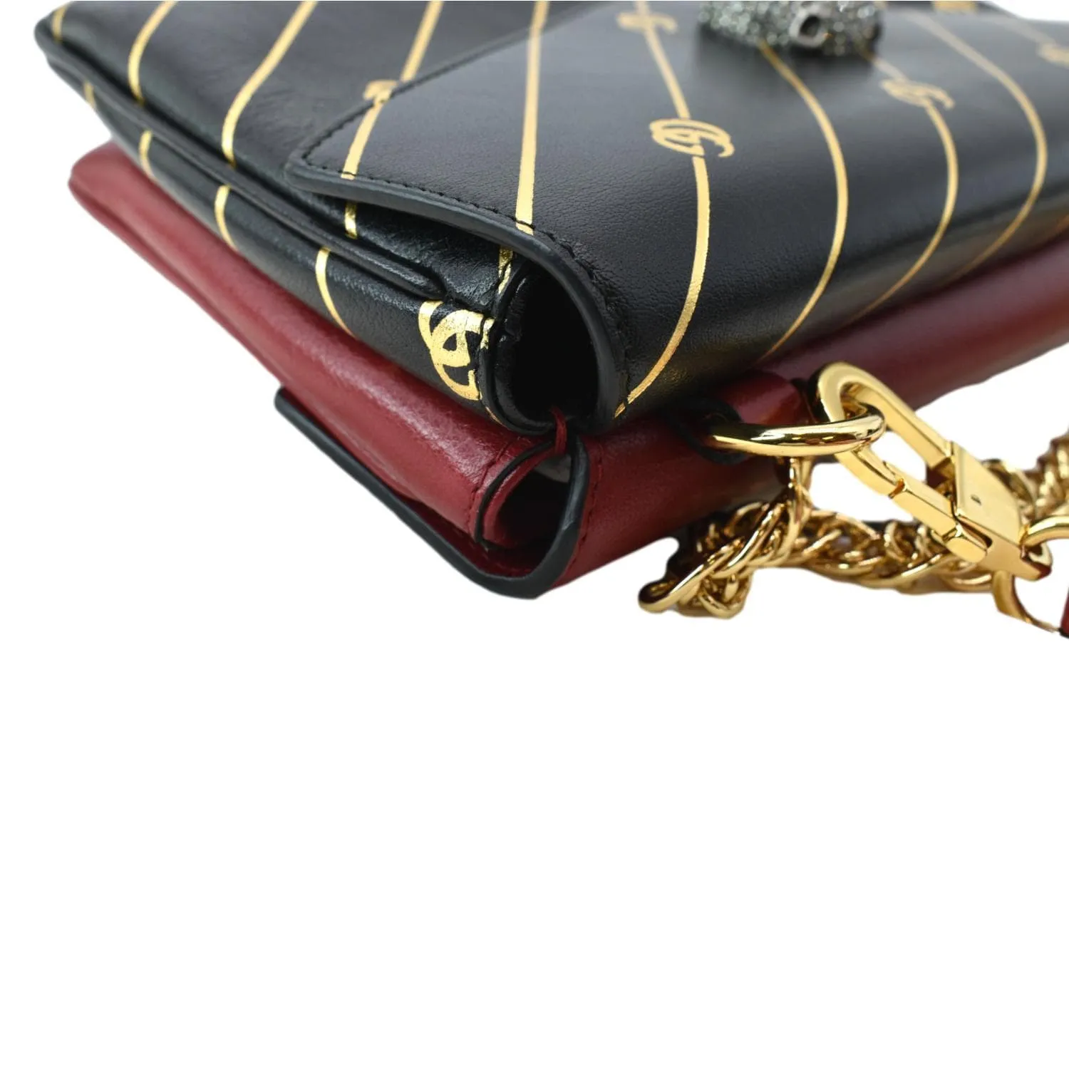 GUCCI Thiara Medium Double Smooth Leather Shoulder Bag Red/Black 524822