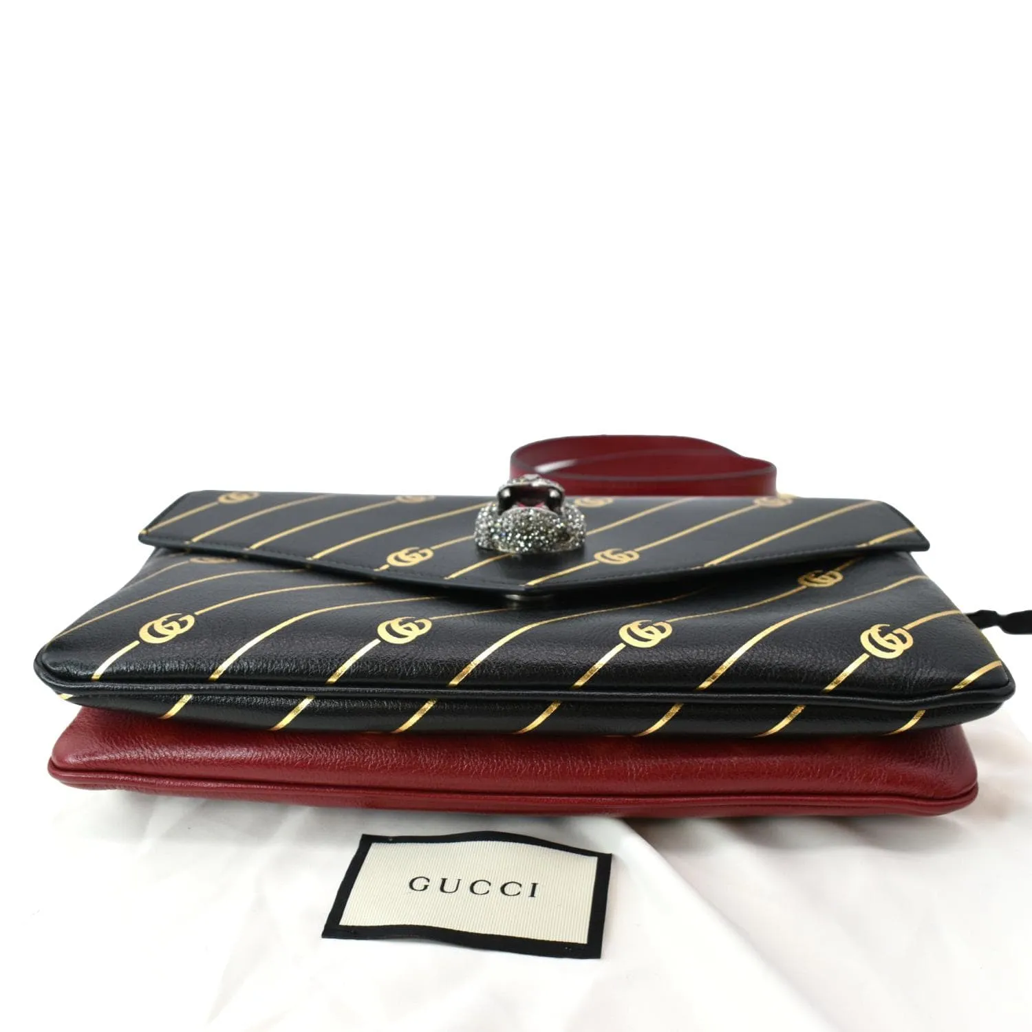 GUCCI Thiara Medium Double Smooth Leather Shoulder Bag Red/Black 524822