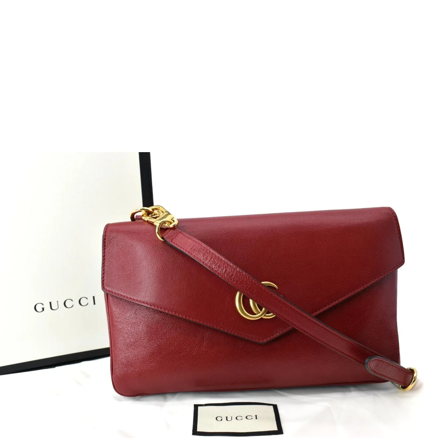 GUCCI Thiara Medium Double Smooth Leather Shoulder Bag Red/Black 524822