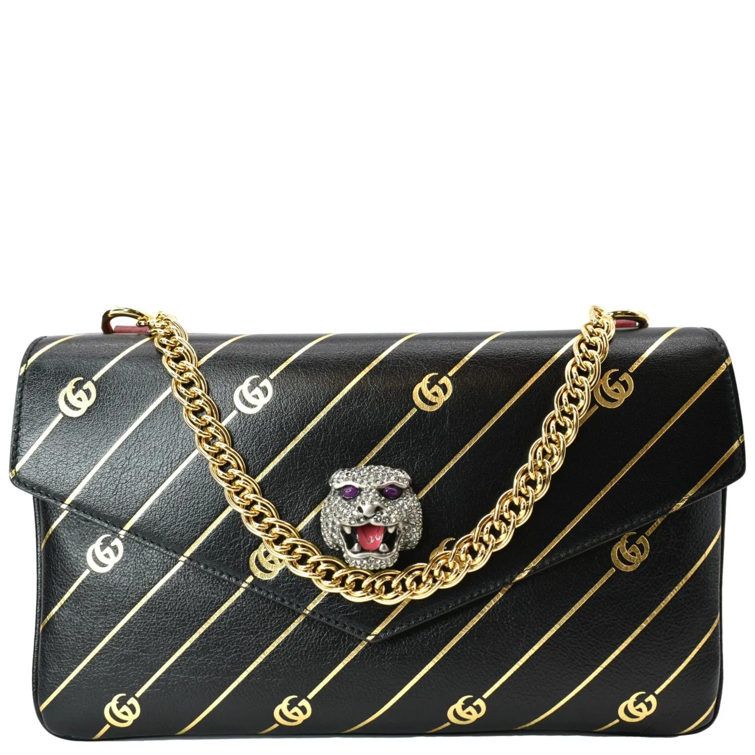 GUCCI Thiara Medium Double Smooth Leather Shoulder Bag Red/Black 524822