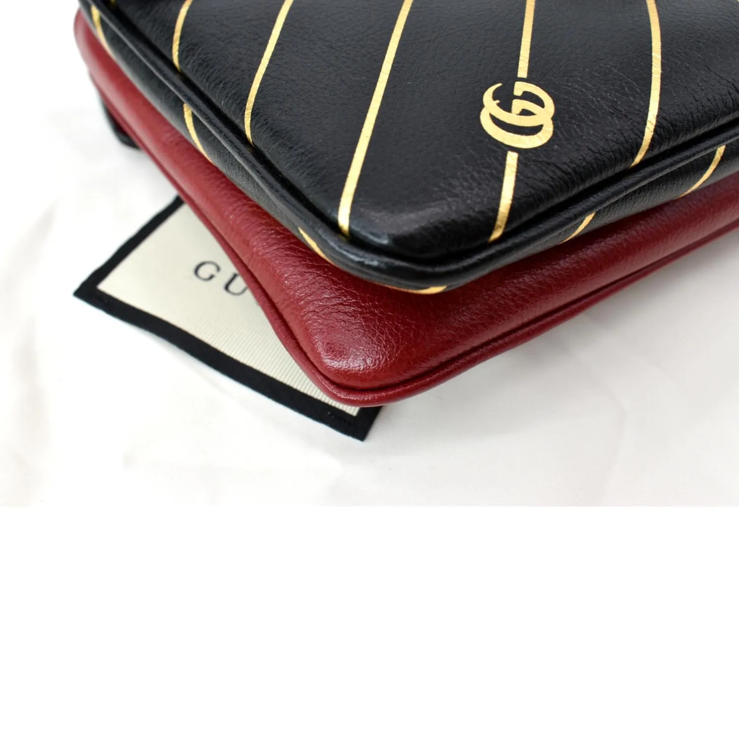 GUCCI Thiara Medium Double Smooth Leather Shoulder Bag Red/Black 524822