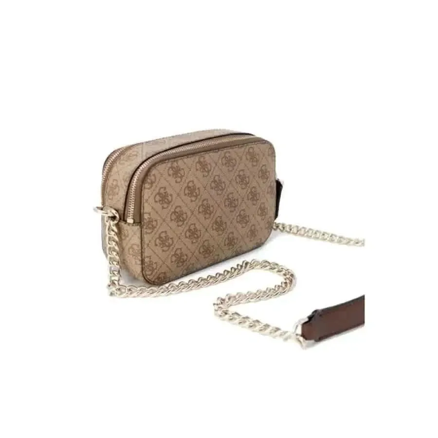 Guess Women's Brown Shoulder Bag with Print and Zip
