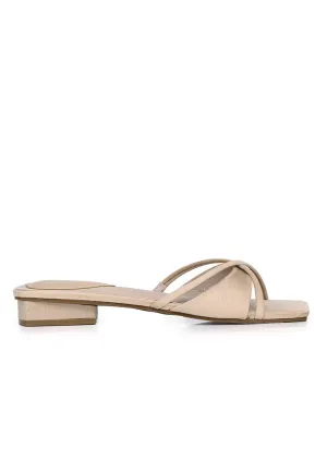 Harleen Crossed Slip Ons Sandals (Nude)