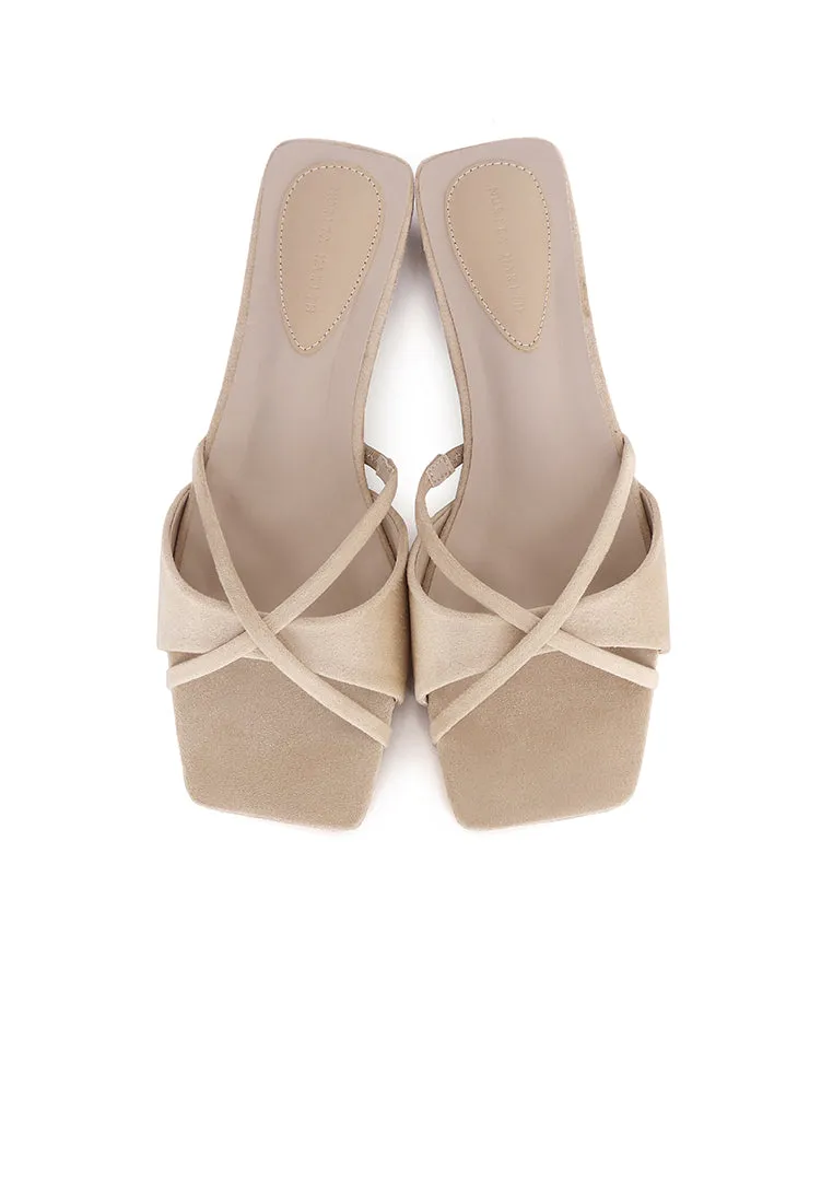 Harleen Crossed Slip Ons Sandals (Nude)