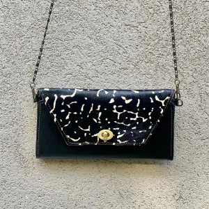 Harley Cowhide and Leather Crossbody Wallet Clutch - Black, Tan