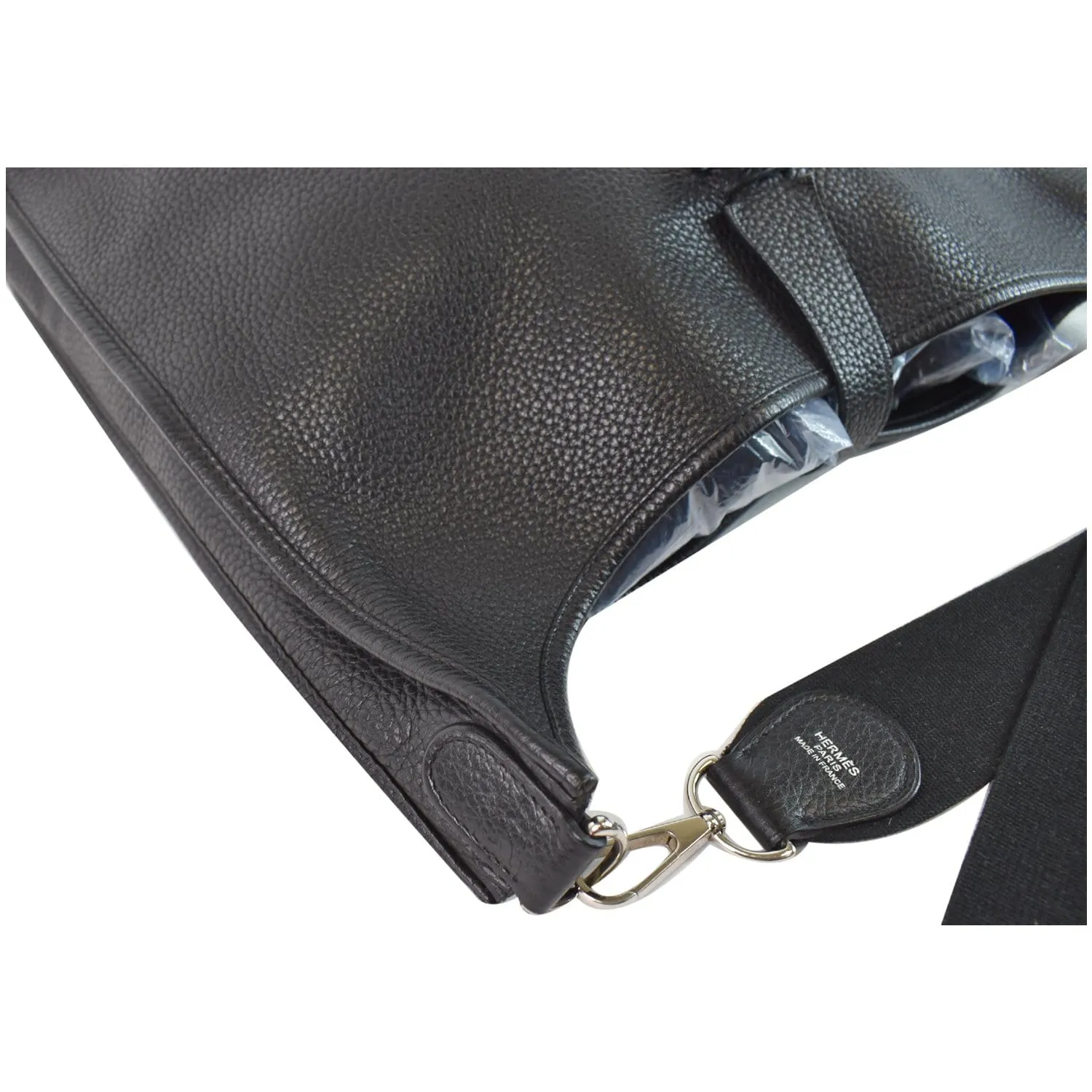 HERMES Evelyne TGM III Clemence Leather Crossbody Bag Black