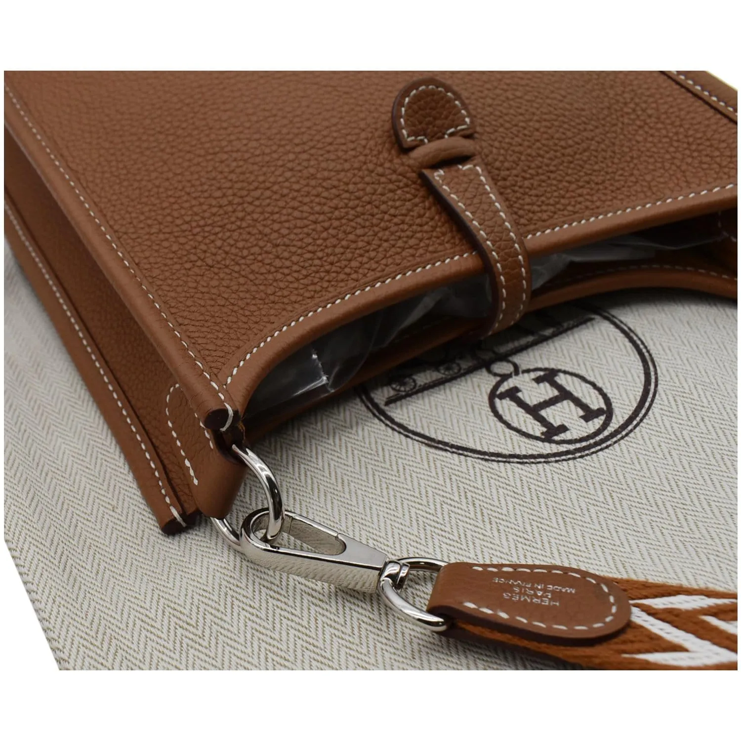 HERMES Evelyne TPM Clemence Leather Shoulder Bag Cuivre