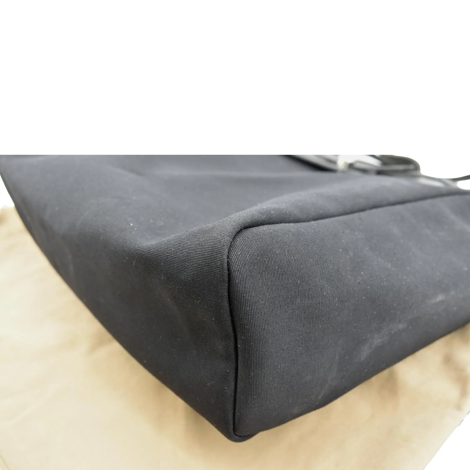 HERMES Herbag Canvas Leather Shoulder Bag Black
