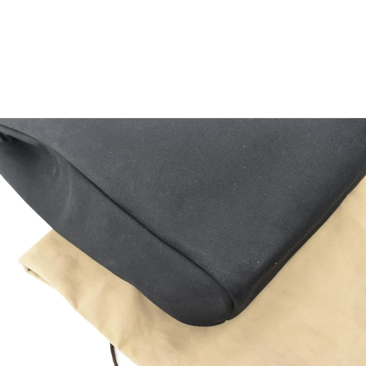 HERMES Herbag Canvas Leather Shoulder Bag Black
