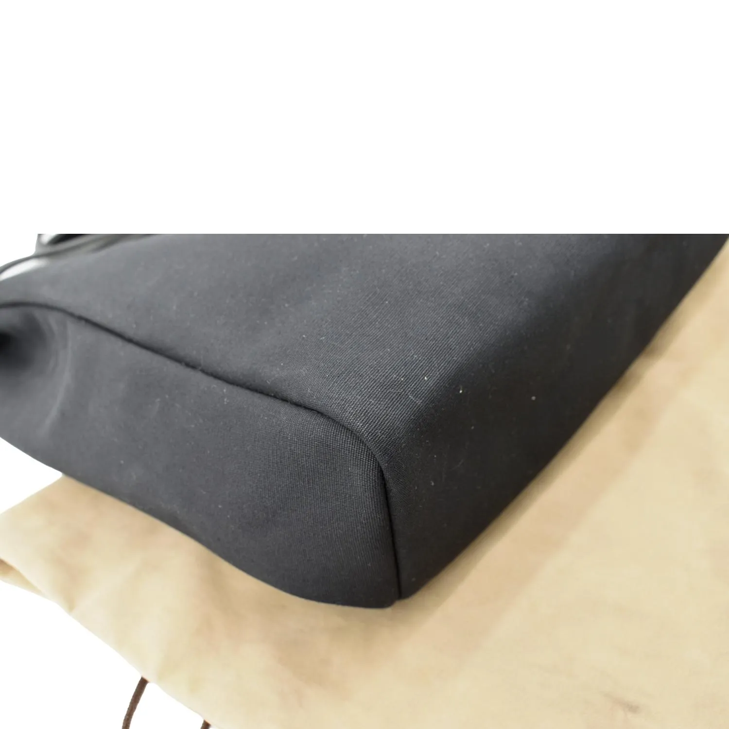 HERMES Herbag Canvas Leather Shoulder Bag Black