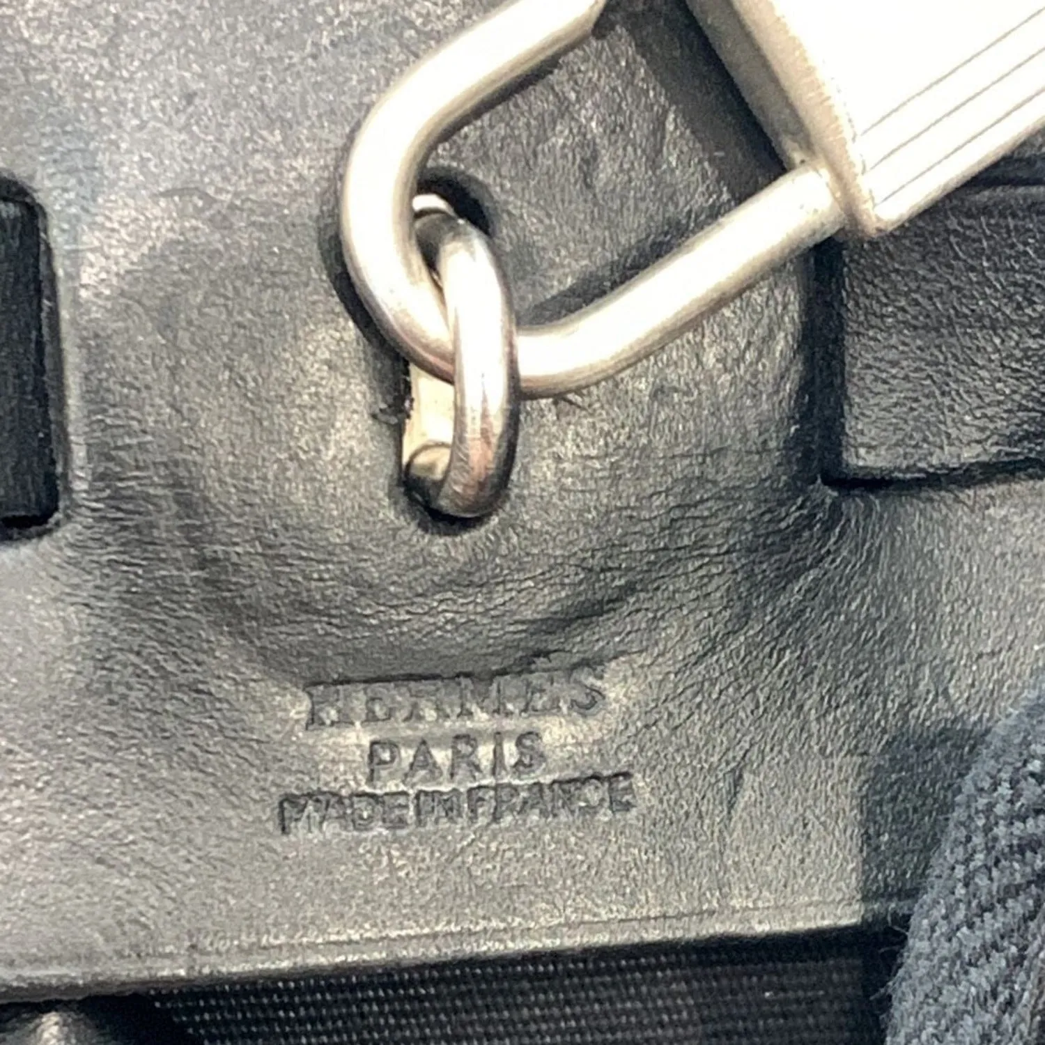 HERMES Herbag Canvas Leather Shoulder Bag Black