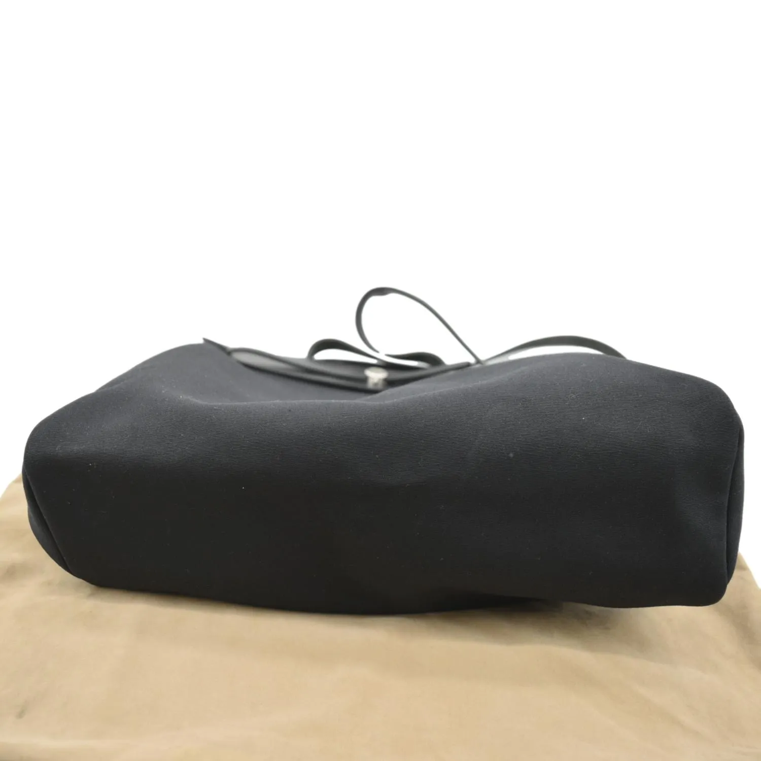 HERMES Herbag Canvas Leather Shoulder Bag Black