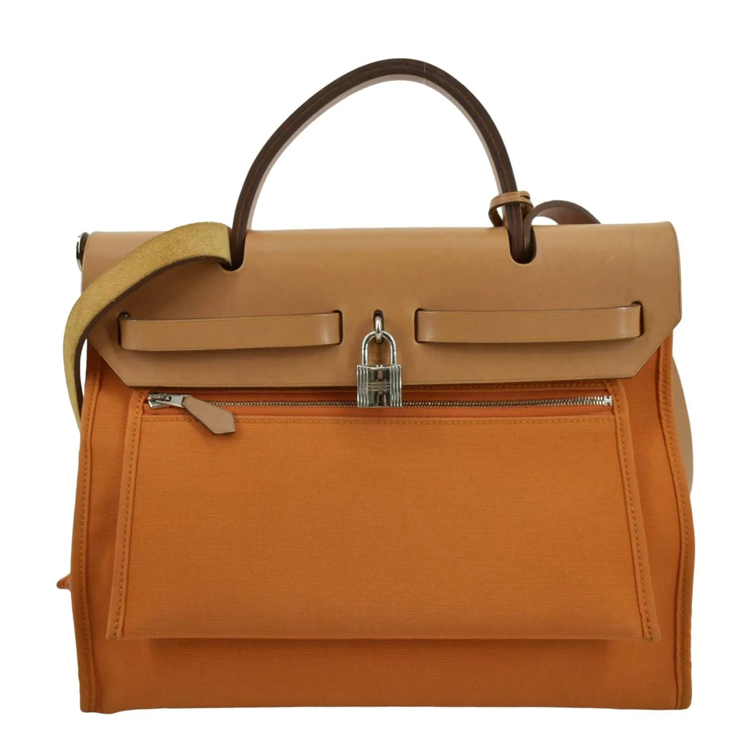 HERMES Herbag Canvas Shoulder Bag Orange