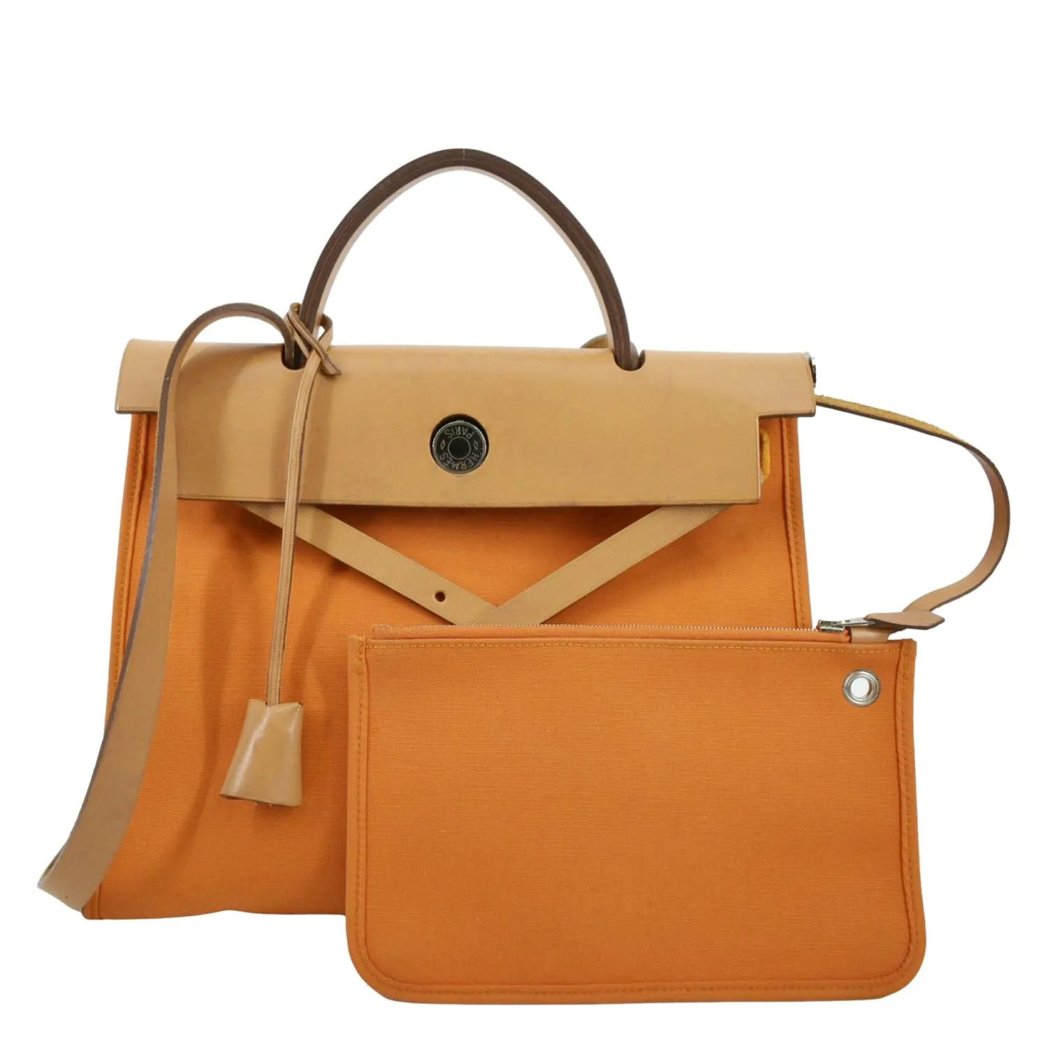 HERMES Herbag Canvas Shoulder Bag Orange