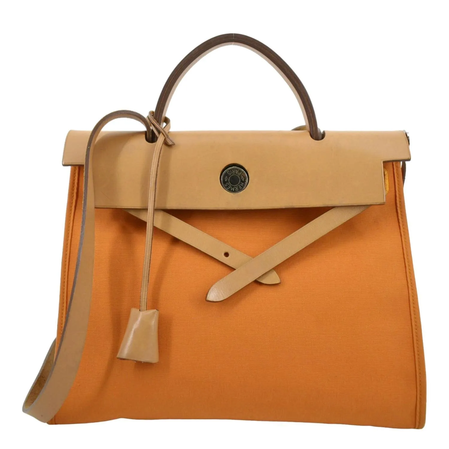 HERMES Herbag Canvas Shoulder Bag Orange