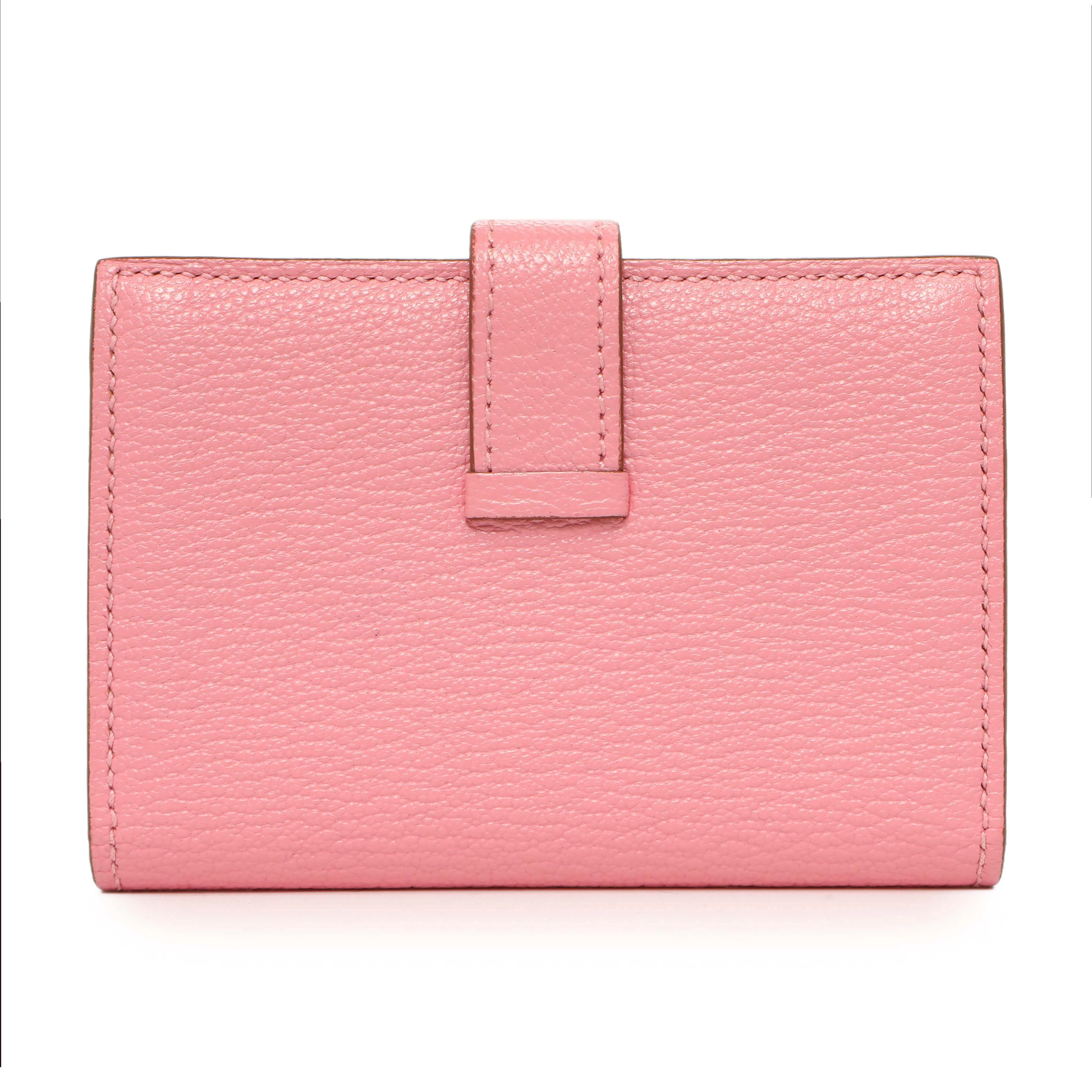 Hermes Rose Confetti Chevre Mysore Bearn Card Holder Wallet