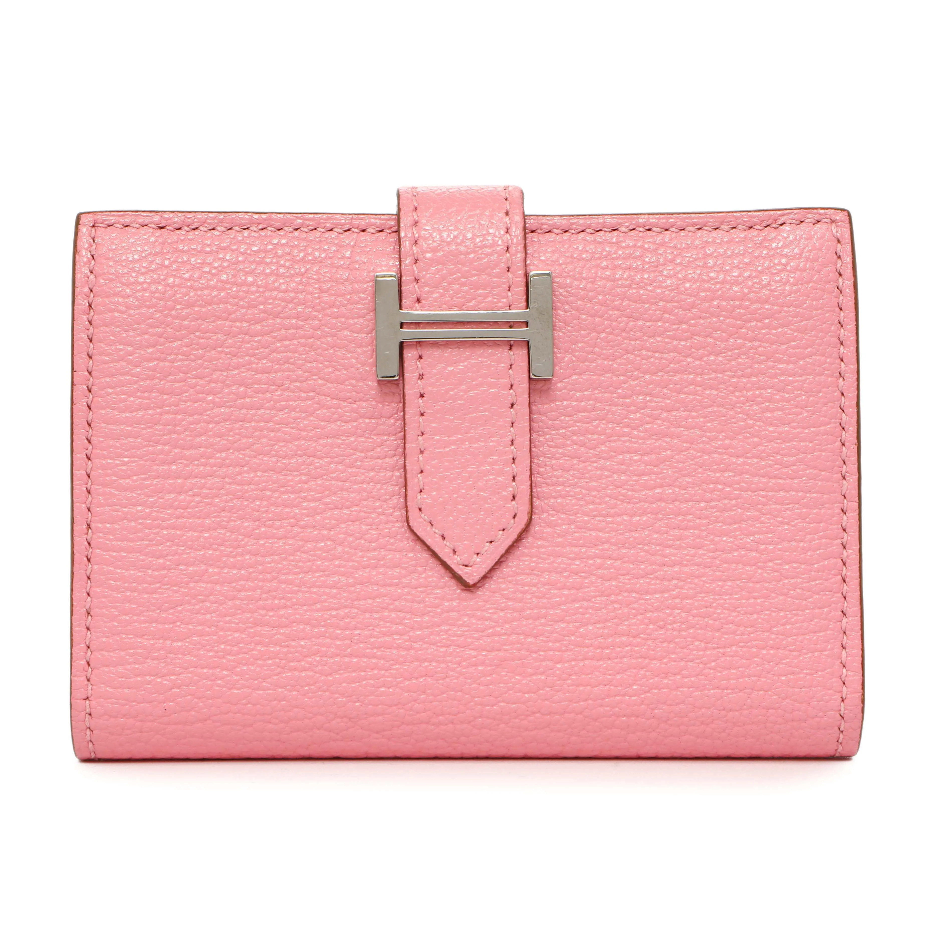 Hermes Rose Confetti Chevre Mysore Bearn Card Holder Wallet